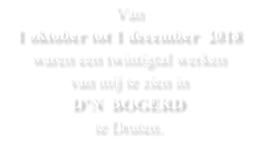 Van  1 oktober tot 1 december  2018  waren een twintigtal werken  van mij te zien in   D’N  BOGERD   te Druten.